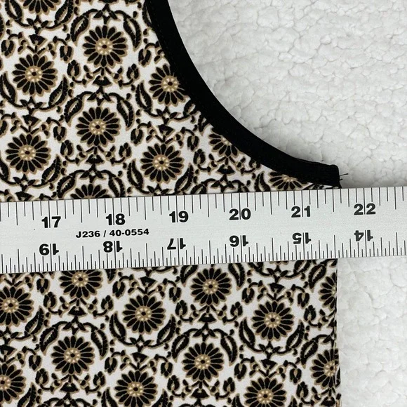 Espresso Womens 1X Black White Tan Medallion Henley Sleeveless Shift Dress - Picture 7 of 8